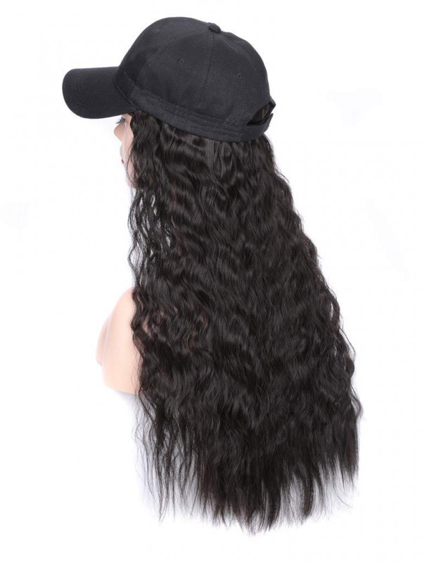Long Wavy Synthetic Wigs 28 Inches With Women Baseball Hat