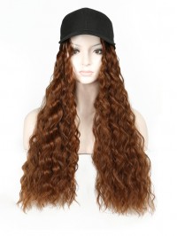 Long Curly Synthetic Wigs 26 Inches With Black Baseball Hat