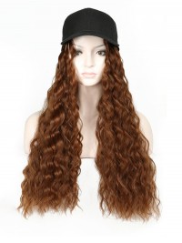 Long Curly Synthetic Wigs 26 Inches With Black Baseball Hat