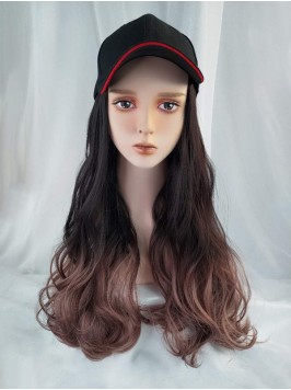 Ombre Long Wavy Synthetic Wigs 26 Inches With Blac...