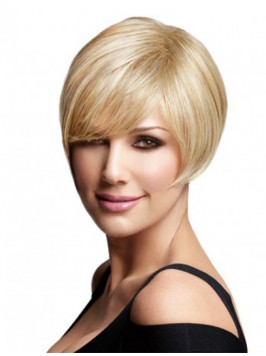 Easy Blonde Straight Chin Length Remy Human Lace W...