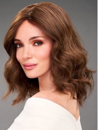 Elegant Shouder Length Wavy Wig Without Bangs Human Hair Wigs