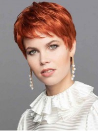 Boycuts 6" Red Straight Lace Front Wigs