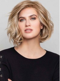 Elegant Bobs 10" Blonde Wavy Natural Hair Lace Front Wigs