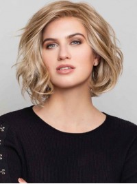 Elegant Bobs 10" Blonde Wavy Natural Hair Lace Front Wigs