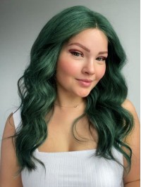 Dark Green Remy Human Hair Lace Front Wigs