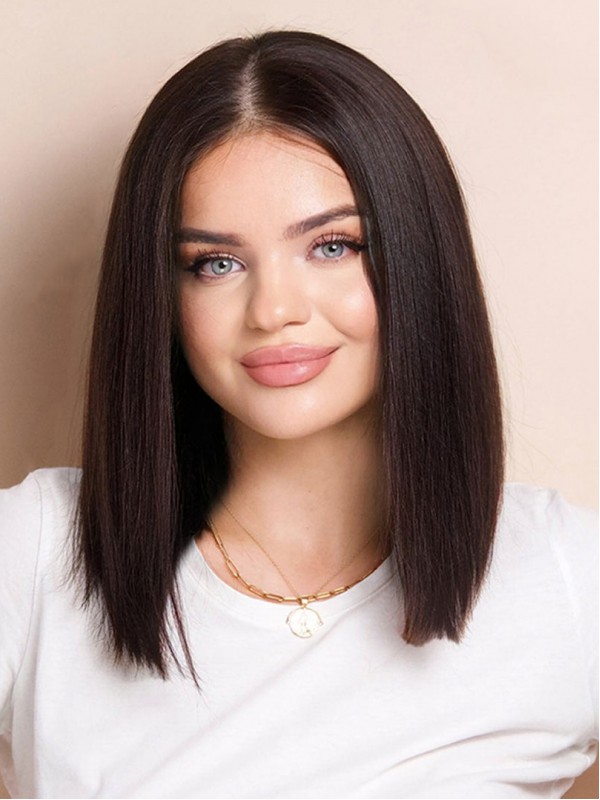 12" Natural Black Bob Remy Human Wigs