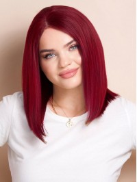 Best 12" Lace Front Cherry Red Human Hair Wigs