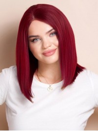 Best 12" Lace Front Cherry Red Human Hair Wigs
