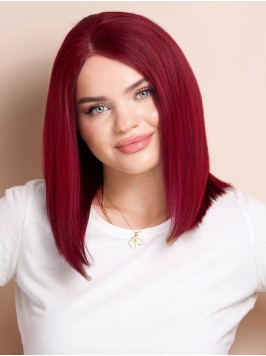 Best 12" Lace Front Cherry Red Human Hair Wig...