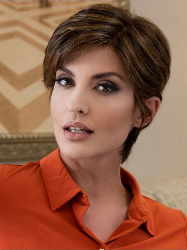 Short Human Hair Wigs Lace Front Straight Brown Wigs