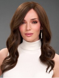 Long Brown Wigs Wavy Without Bangs Monofilament Human Hair Wigs