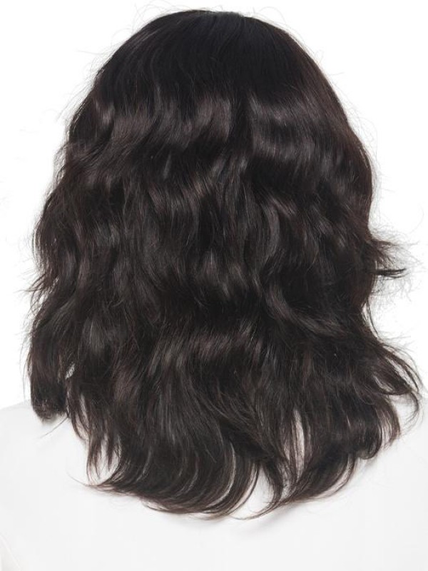 Elegant Deep Waves Mid-length Human Hair Afro Wigs