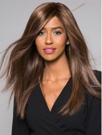 Natural Wig Long Brown Human Hair Lace Front Wigs
