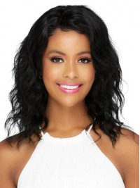 Perfect Black Lace Front Remy Human Hair Wavy African American Wigs