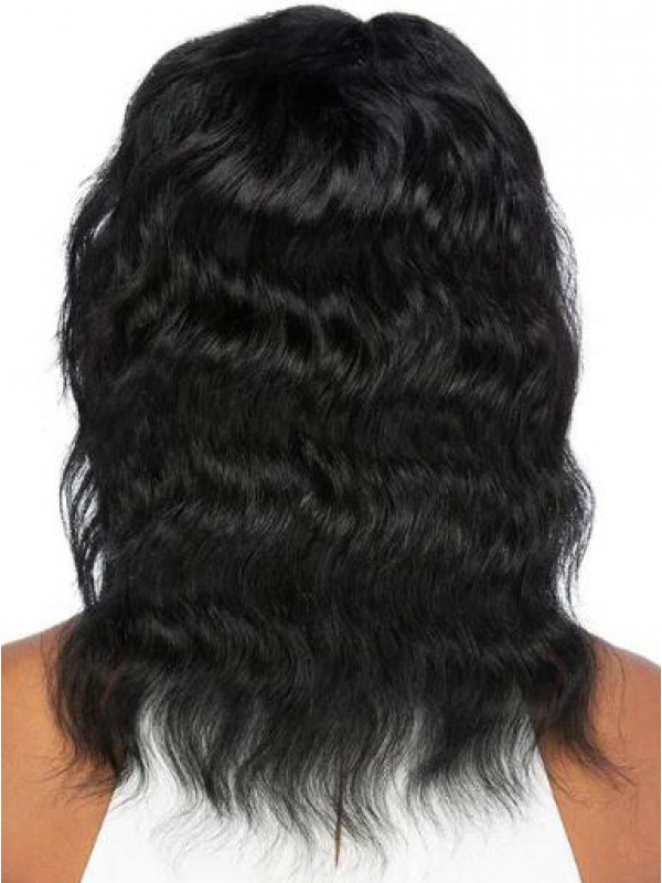 Perfect Black Lace Front Remy Human Hair Wavy African American Wigs