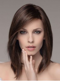 Shouler Length Light Chocolate Brown Hair Monofilament Wigs