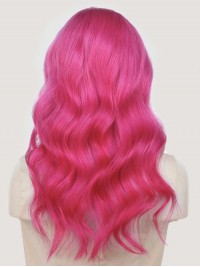 Long Middle Parting Capless Pink Human Hair Wig
