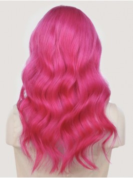 Long Middle Parting Capless Pink Human Hair Wig