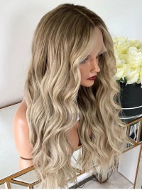 Long 150% Density Lace Front Ombre Wavy Wigs Human Hair