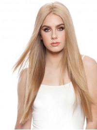 Layered Wigs Long Capless Blonde Human Hair Wigs Without Bangs