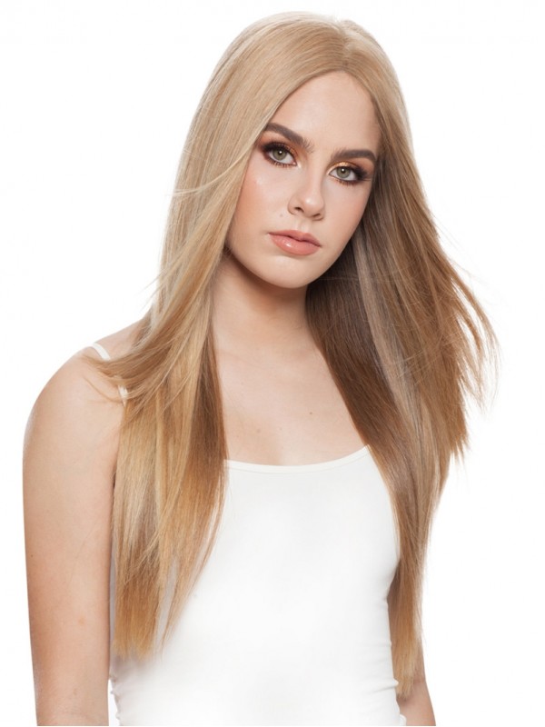 Layered Wigs Long Capless Blonde Human Hair Wigs Without Bangs