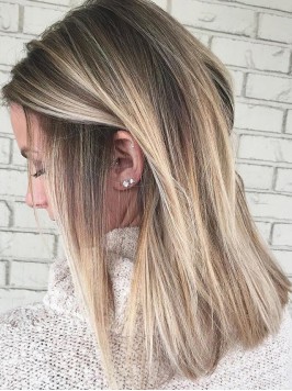 Straight Ombre Blonde Highlight 16" Human Cap...