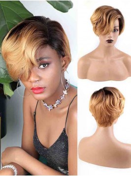 Pixie Cut Wigs Short Straight Lace Front Human Hai...