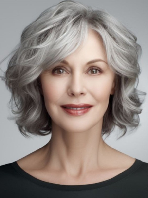 Fashionable Loose Wavy Capless Elder Women Wigs