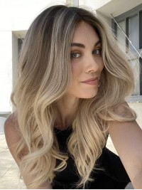 Long Ombre Remy Human Hair Lace Front Wig