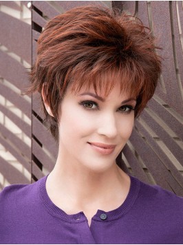 Natural Short Straight Human Hair Capless Wigs