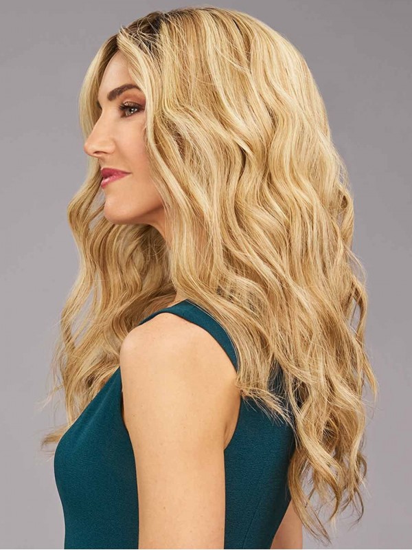 Blonde Long Capless 100% Human Hair Wigs Without Bangs