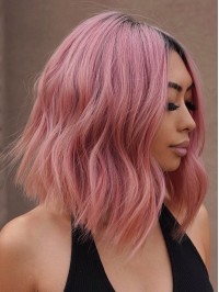 Middle-parting Full Lace Pink Wig Human Hair