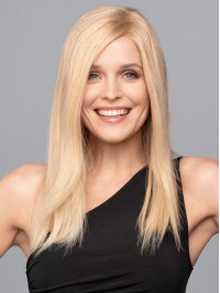 Lace Front Long 16" Human Hair Wigs Without Bangs
