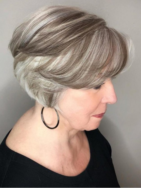 Short Lace Front 8" Grey Bob Hairstyle Human Hair Wigs