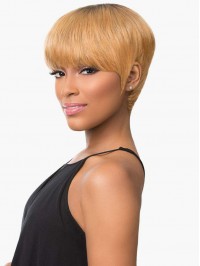 Straight Pixie Cut Human Hair Wigs With Bangs