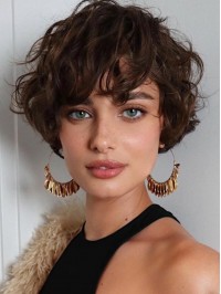 8" Wavy Remy Human Hair Bobs Ladies Short Wigs