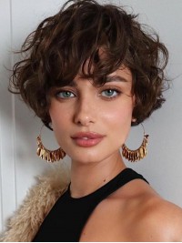 8" Wavy Remy Human Hair Bobs Ladies Short Wigs