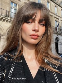 Long Straight Remy Human Hair Wigs With Bangs