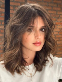 16" Glamorous Human Hair Loose Wavy Wigs