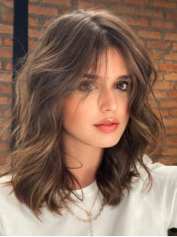 16" Glamorous Human Hair Loose Wavy Wigs