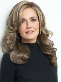 Long Glamorous 22" Layered Wavy Human Hair Lace Front Wigs