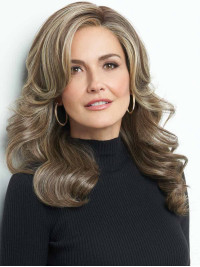 Long Glamorous 22" Layered Wavy Human Hair Lace Front Wigs