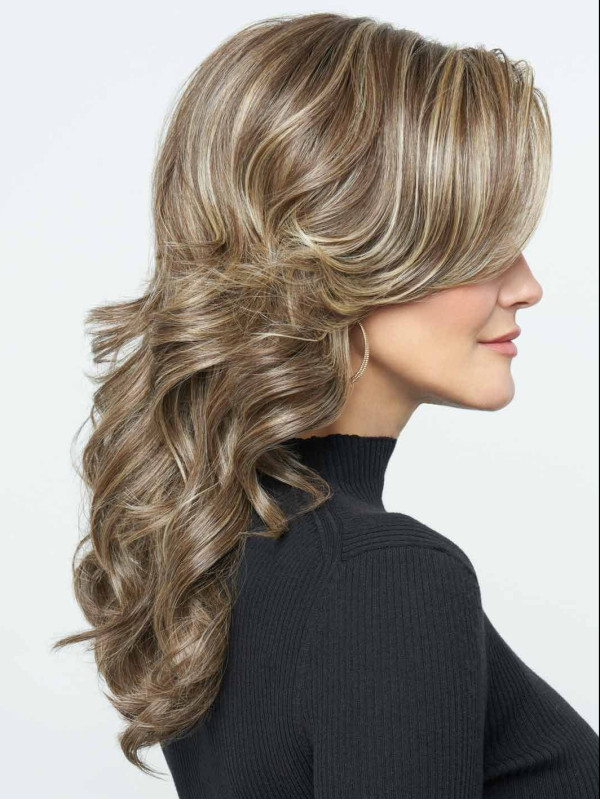 Long Glamorous 22" Layered Wavy Human Hair Lace Front Wigs