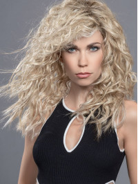 16" Blonde Monofilament Curly Remy Human Hair Long Wigs
