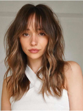 Capless 16" Remy Human Hair Wavy Long Wigs