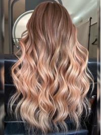 Long Pink Wavy Remy Human Hair Lace Front Wig