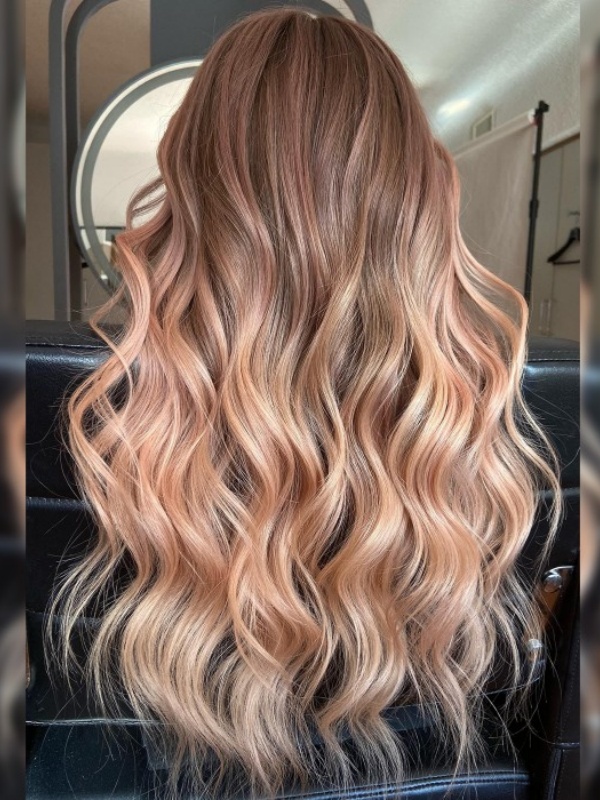 Long Pink Wavy Remy Human Hair Lace Front Wig