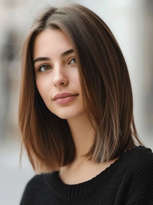 12" Straight Brown 100 Percent Human Hair Wigs Without Bangs