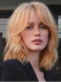 12" Chin Length Ombre/2 Tone With Bangs Straight Wig Human Hair
